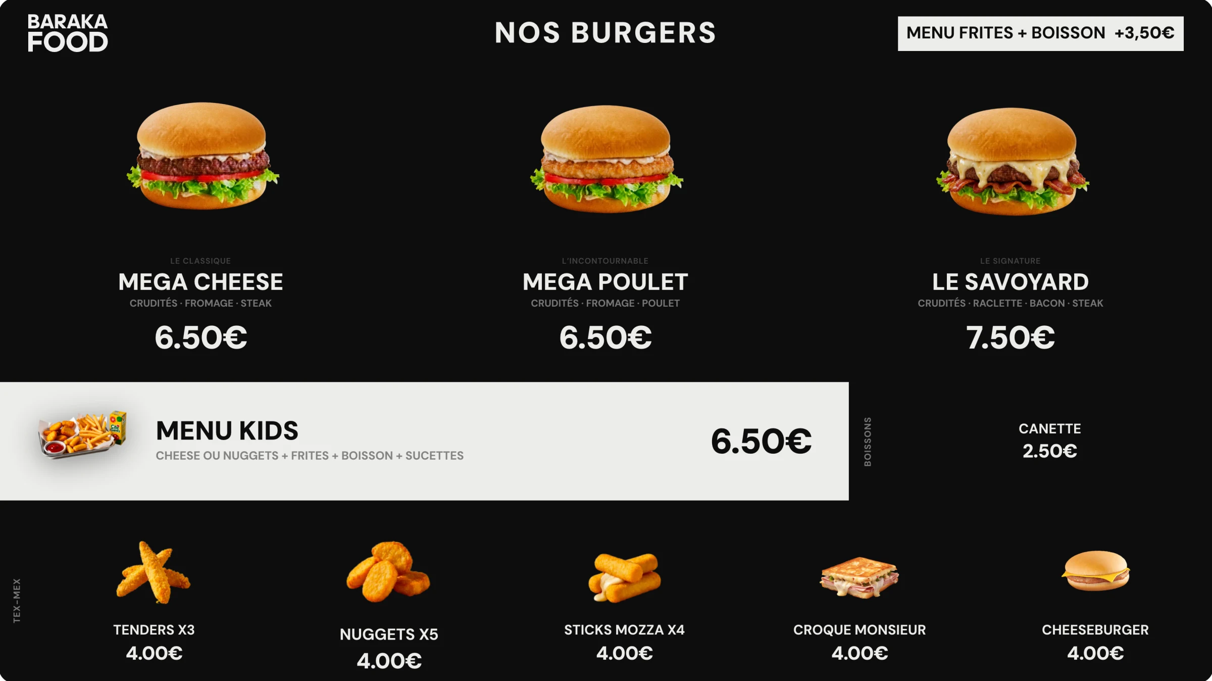 Le menu board dynamique affiché en salle